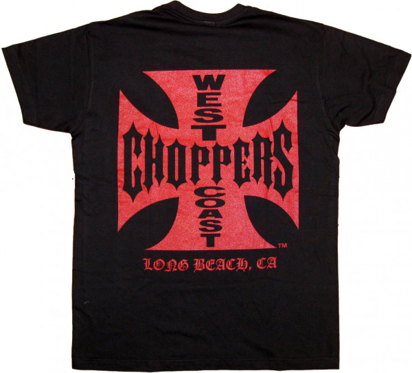 WCC West Coast Choppers T-Shirt Iron Cross Red Logo schwarz