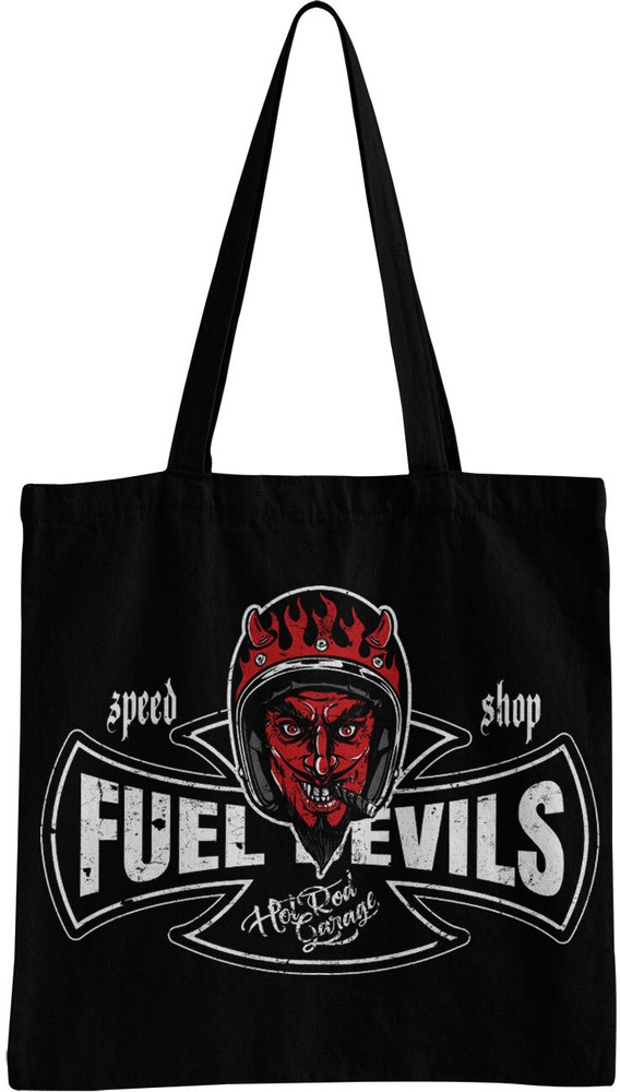 Fuel Devils Smiling Devil Speed Shop Tote Bag Tragetasche Schwarz - Herren / Unisex