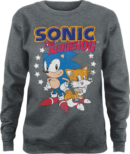 Sonic The Hedgehog Sonic & Tails Girly Sweatshirt Damen Heather-Medium-Grey