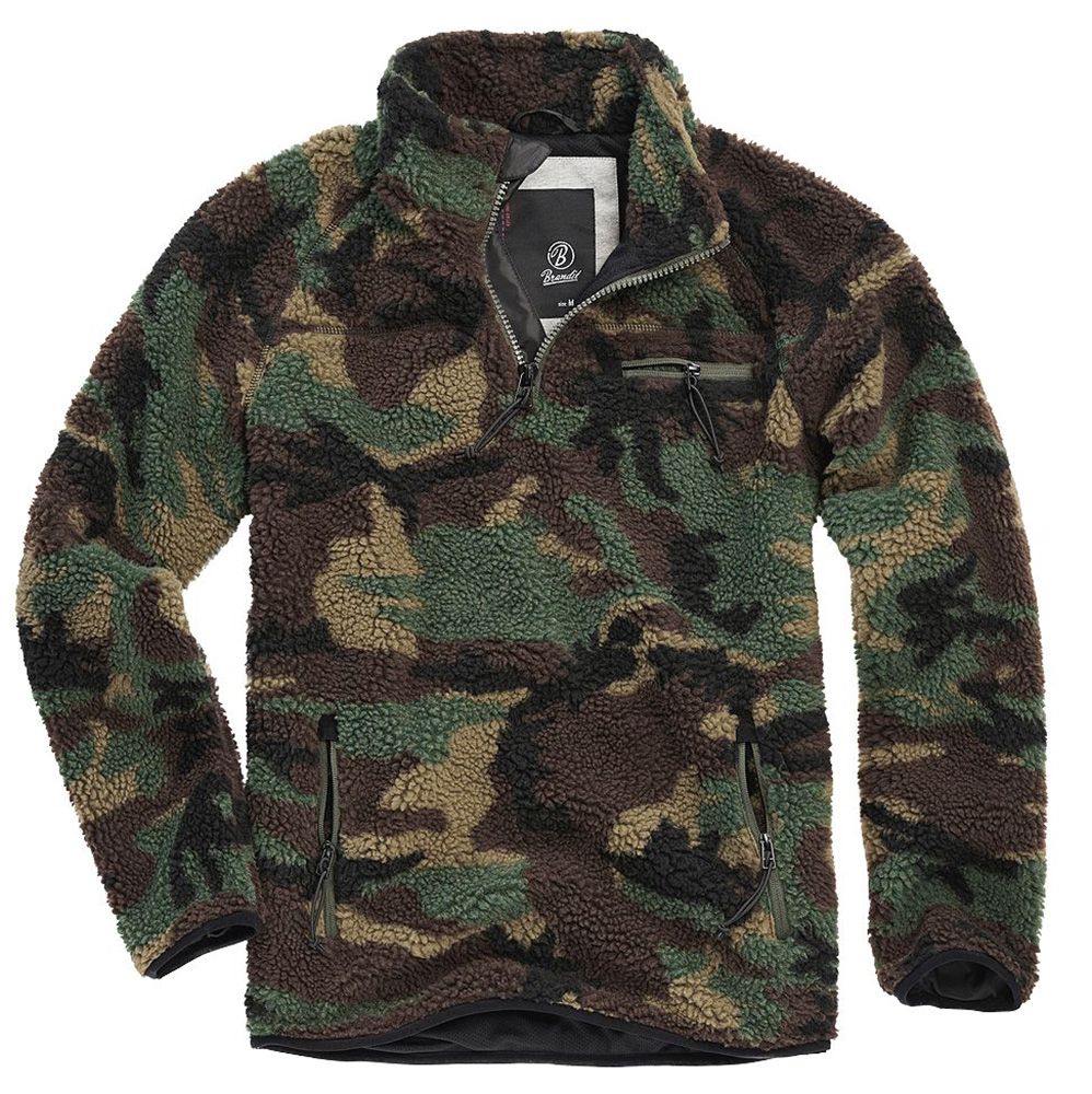 Brandit Jacke Teddyfleece Troyer in Woodland - Herren / Unisex
