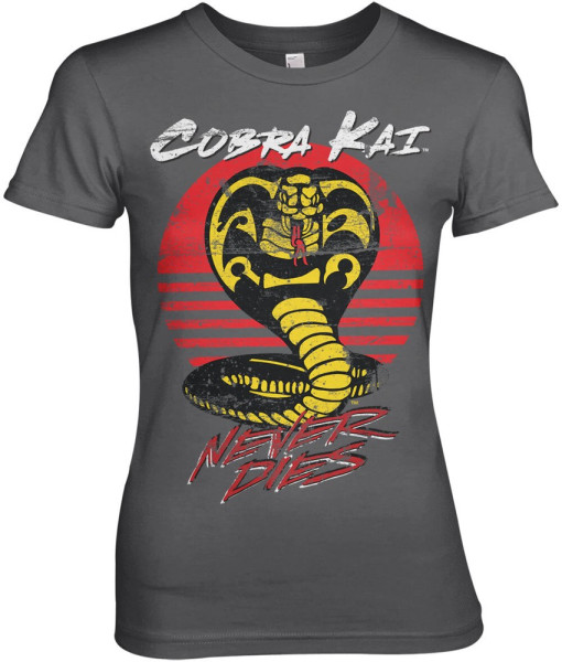 Cobra Kai Never Dies Girly Tee Damen T-Shirt Dark-Grey