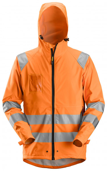 Snickers Hi-Vis wasserdichte PU Regen-Arbeitsjacke, Kl. 3, EN 20471, 343 High-Vis Orange