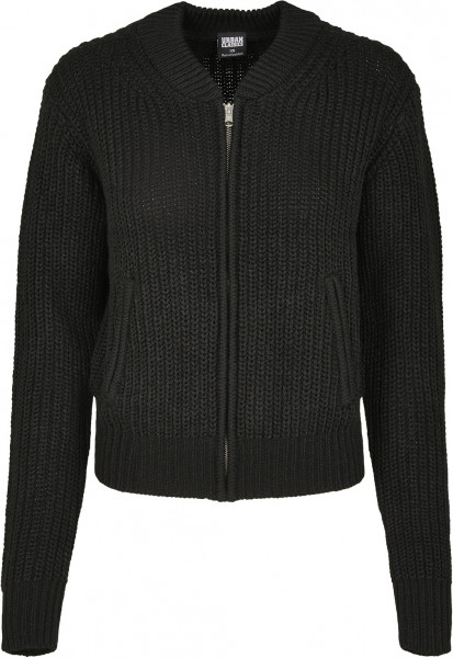 Urban Classics Women Bomber Jacket Ladies Knit Bomber Jacket Black