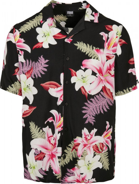 Urban Classics Viscose AOP Resort Shirt Darkjungle