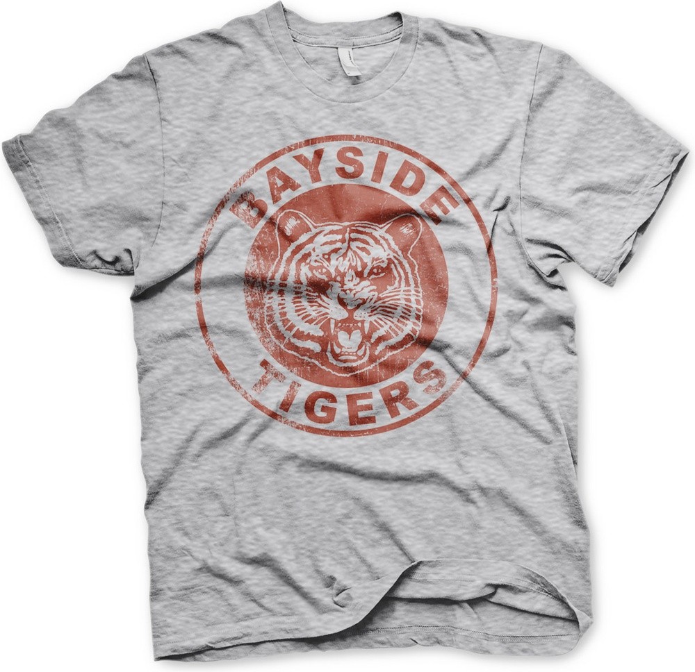 Saved By The Bell Bayside Tigers Washed Logo T-Shirt Heather-Grau - Herren / Unisex