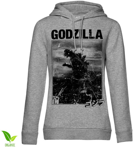 Godzilla Vintage Girls Damen Hoodie Heathergrey