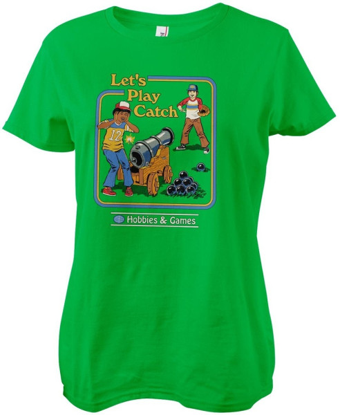 Steven Rhodes Let'S Play Catch Girly Tee Damen T-Shirt Green