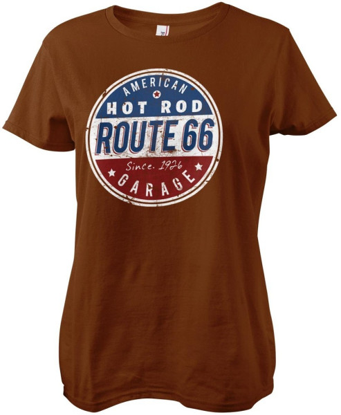 Route 66 - Hot Rod Garage Girly Tee Damen T-Shirt Brown
