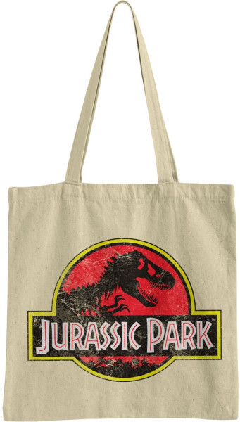 Jurassic Park Distressed Logo Tote Bag Tragetasche Off-White