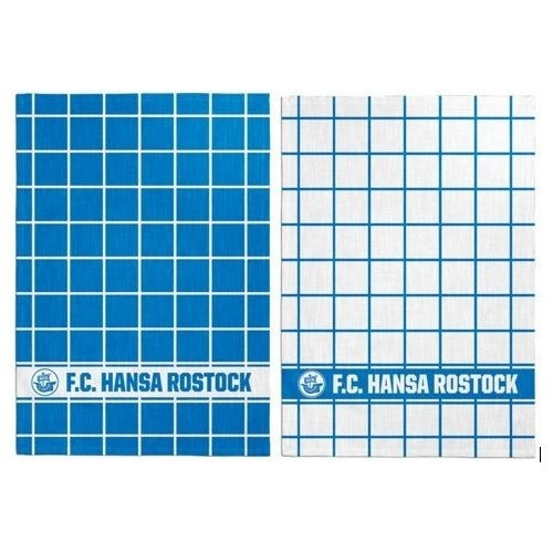 Hansa Rostock Geschirrhandtuch 2er Set Fussball Blau-2x 50x70cm