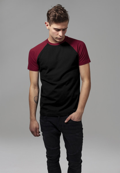 Urban Classics T-Shirt Raglan Contrast Tee Black/Burgundy