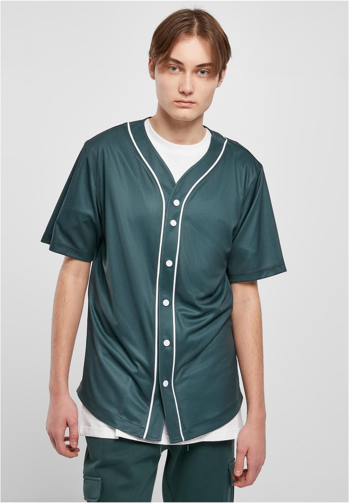 Urban Classics T-Shirt Baseball Mesh Jersey Bottlegreen/Weiß - Herren / Unisex