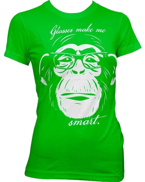 Hybris Glasses Makes Me Smart Girly Tee Damen T-Shirt Green
