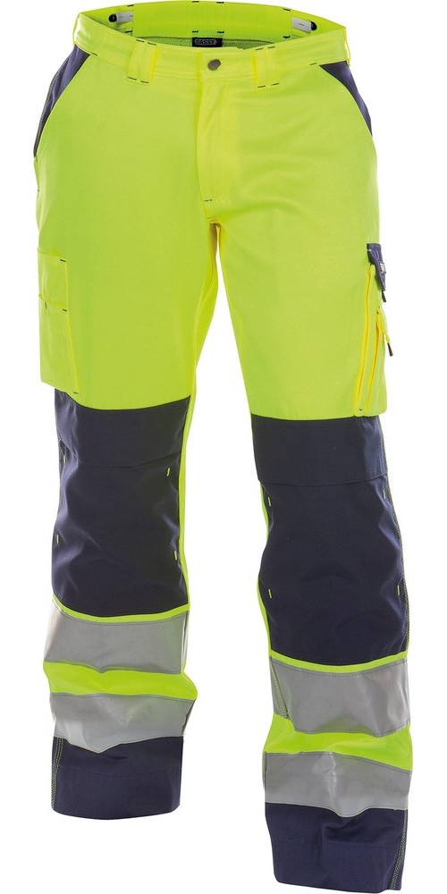 Dassy Warnschutzhose mit Kniepolstertaschen Buffalo PESCO74 Neongelb/Dunkelblau - Herren / Unisex