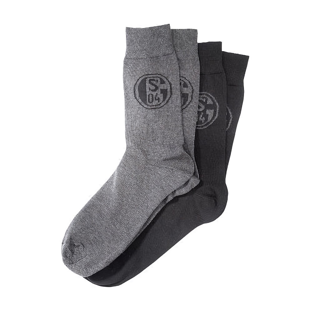 FC Schalke 04 S04 Business Socken (2er Pack) Fußball Grau - Herren / Unisex