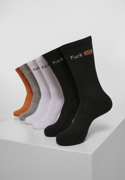 Mister Tee Socks Fuck Off Socks 6-Pack Black/White/Grey/Neonorange