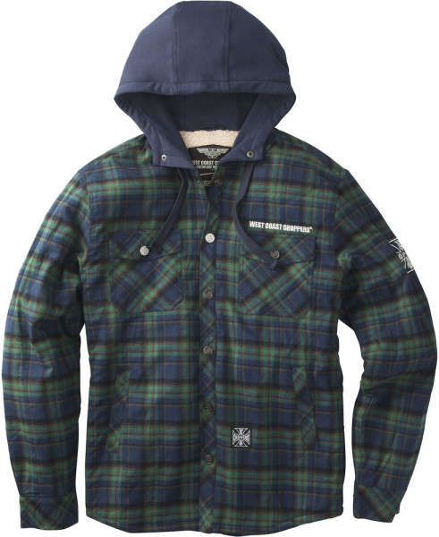 WCC West Coast Choppers Flannel Jacket Sherpa Lined - Black/Grey