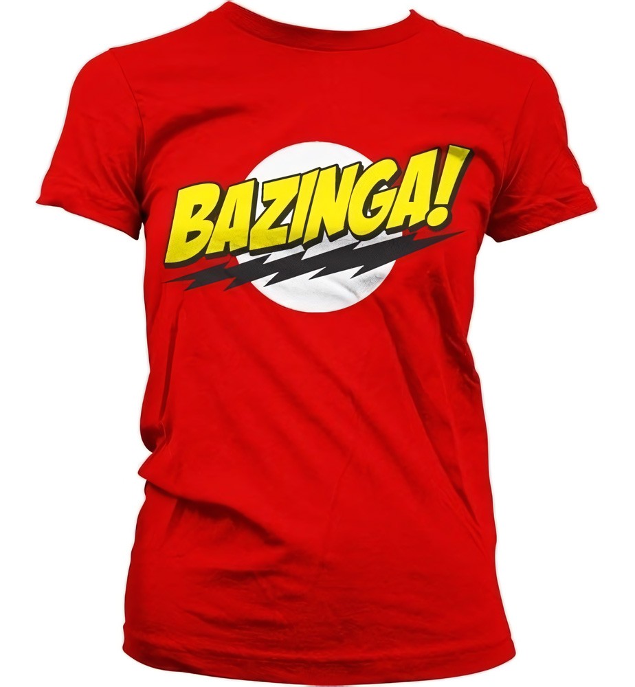 The Big Bang Theory Bazinga Super Logo Girly Tee Damen T-Shirt Rot - Damen
