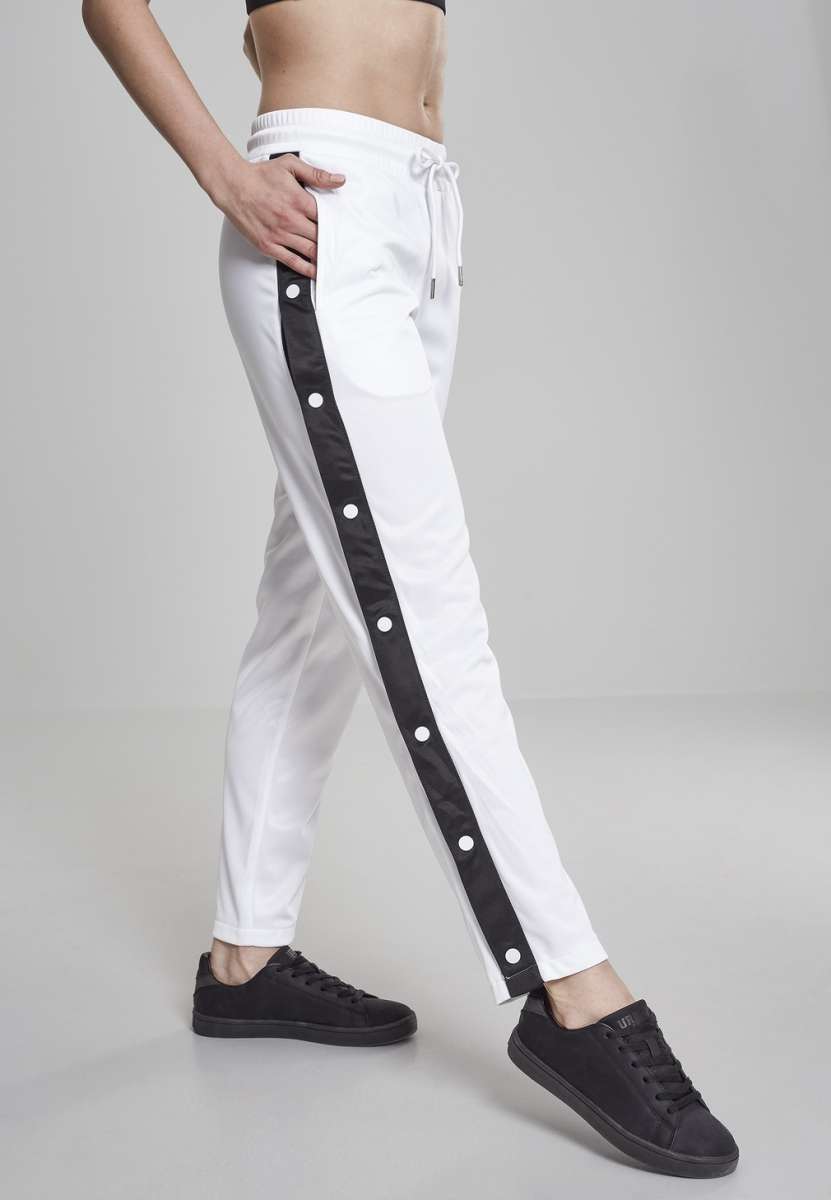 Urban Classics Women Trousers Ladies Button Up Track Pants Black White Black Pants Women Lifestyle kustom kult