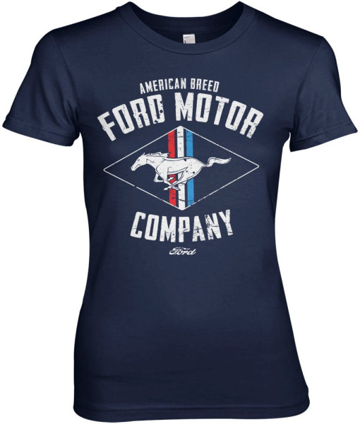 Ford Motor American Breed Girly Tee Damen T-Shirt Navy
