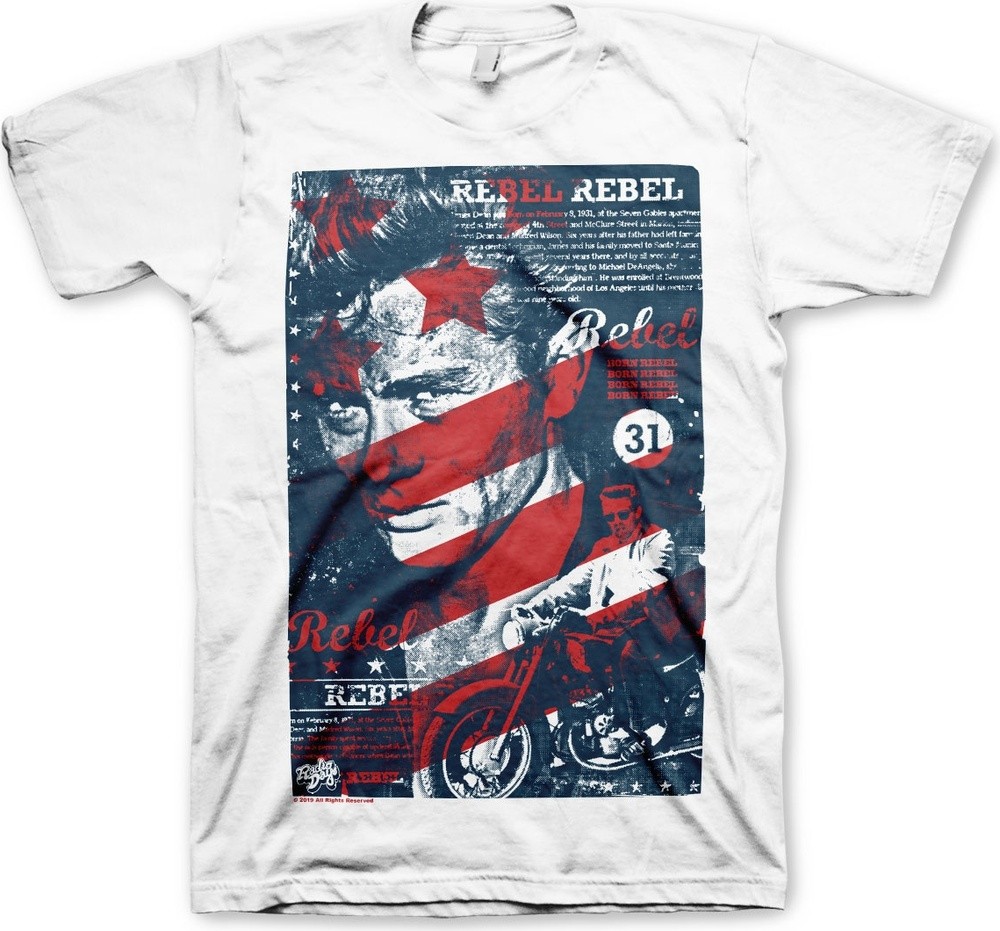 James Dean Washed Poster T-Shirt Weiß - Herren / Unisex