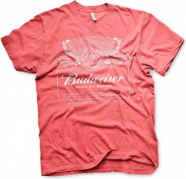 Budweiser White Logo T-Shirt Red-Heather