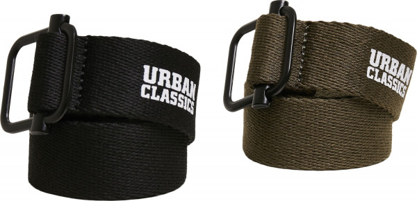 Urban Classics Gürtel Industrial Canvas Belt 2-Pack Black/Olive