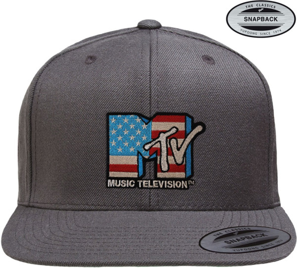 MTV American Flag Premium Snapback Cap Dark-Grey