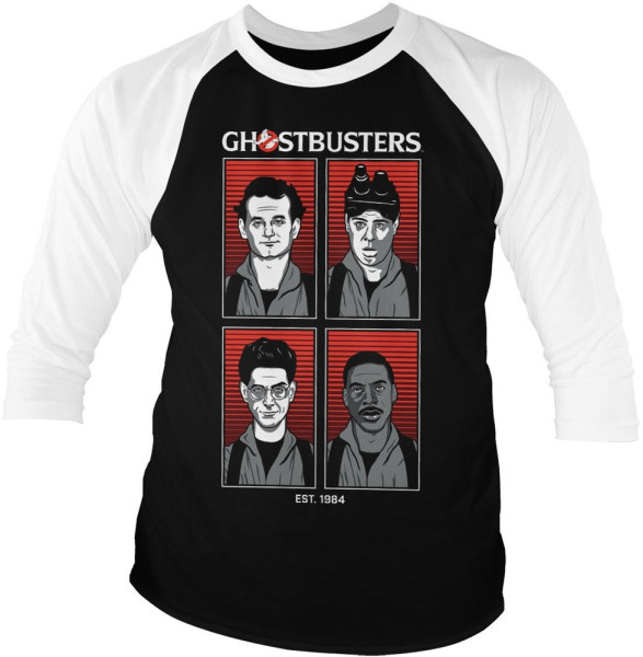 Ghostbusters Original Team Baseball 3/4 Sleeve Tee Longsleeve White-Black