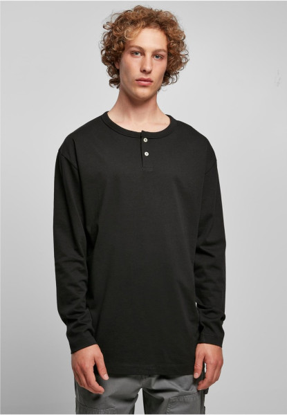 Urban Classics Organic Oversized Henley Longsleeve Black