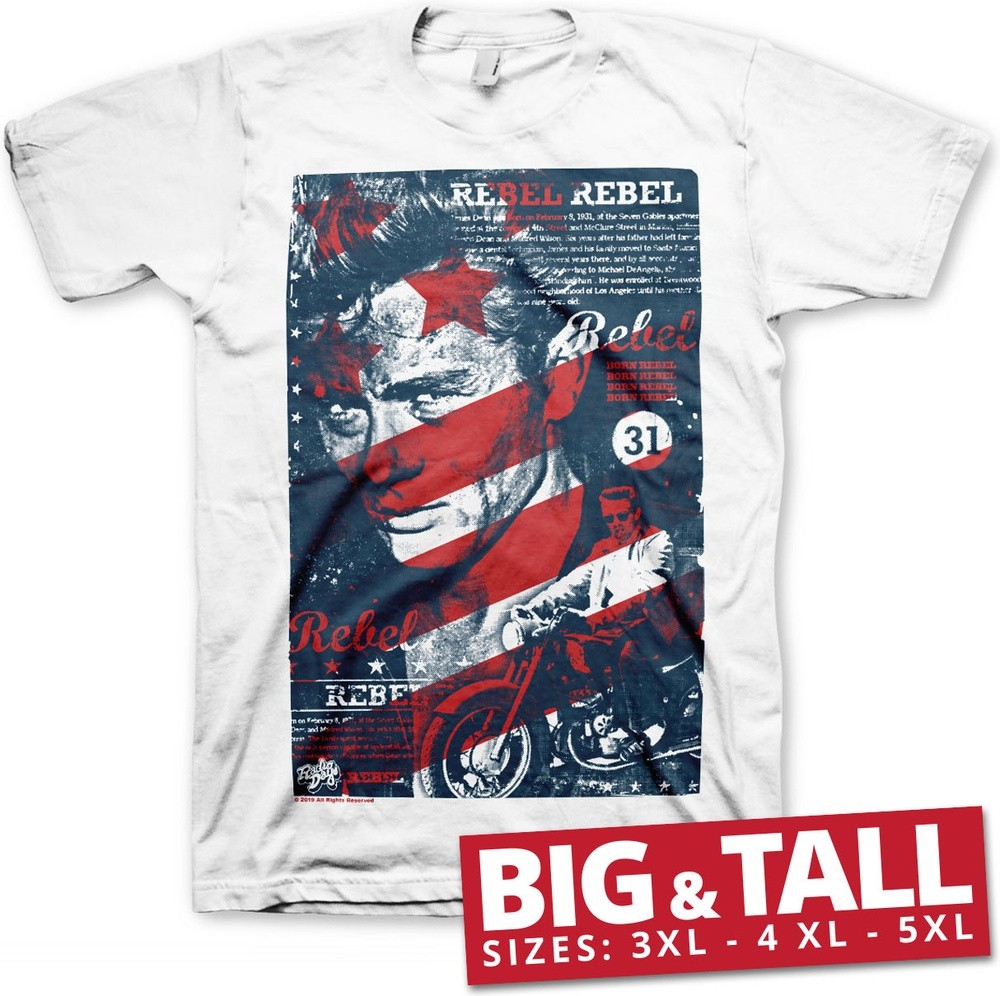 James Dean Washed Poster Big & Tall T-Shirt Weiß - Herren / Unisex