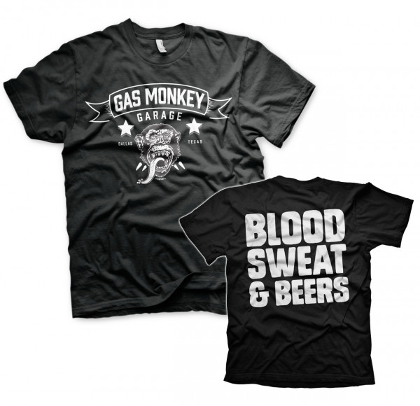 Gas Monkey Garage T-Shirt Blood, Sweat, Beers Black