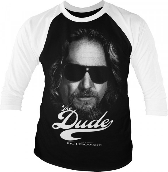 The Big Lebowski The Dude II Baseball 3/4 Sleeve Tee T-Shirt White-Black
