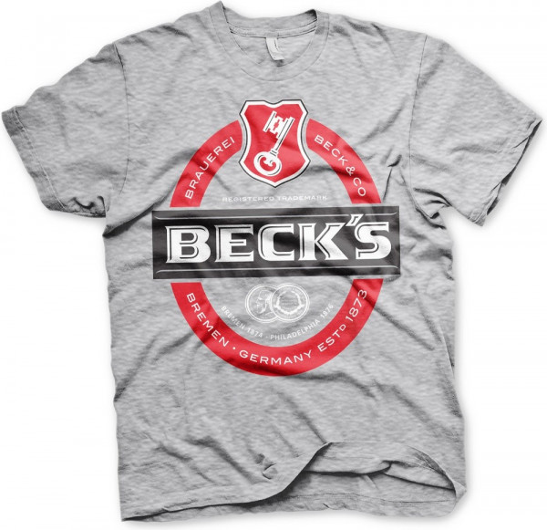 Beck's Label Logo T-Shirt Heather-Grey