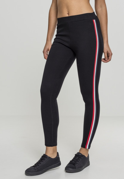 Urban Classics Damen Leggings Ladies 3-Tone Tape Leggings Black/Firered/White/Navy