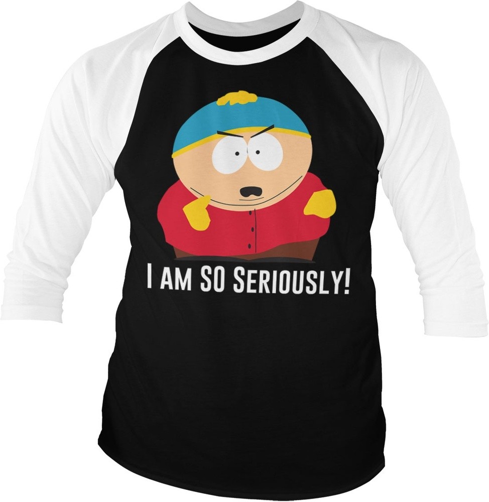 South Park Eric Cartman I Am So Seriously Baseball 3/4 Sleeve Tee T-Shirt Weiß-Schwarz - Herren / Unisex