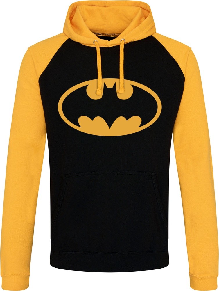 Batman Signal Logo Baseball Hoodie Schwarz-Gelb - Herren / Unisex