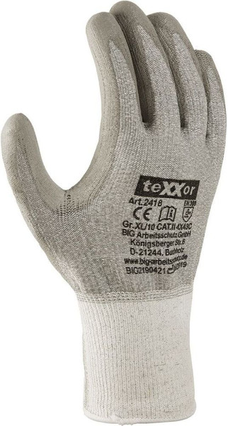 teXXor Schnittschutz-Strickhandschuhe Pu-Beschichtung (12 Stück) 2418