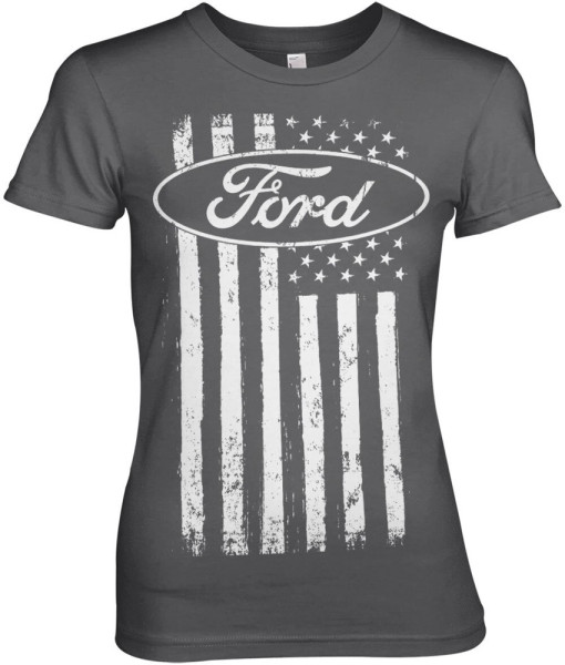 Ford American Flag Girly Tee Damen T-Shirt Dark-Grey
