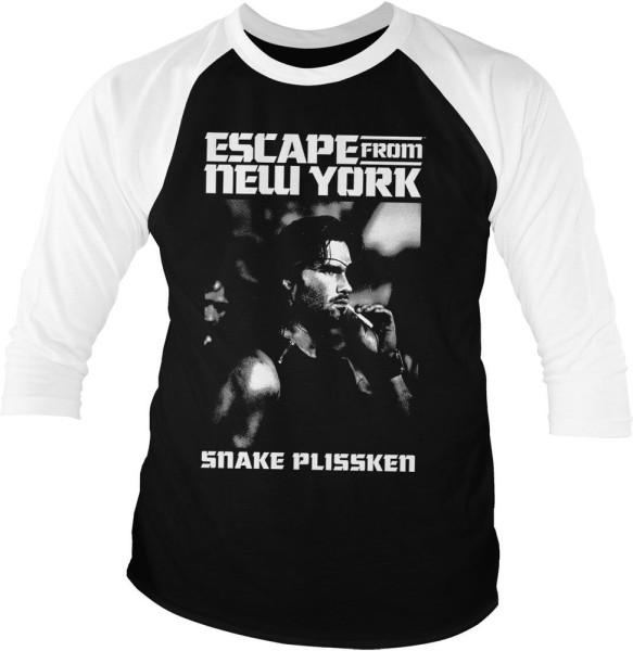 Escape from New York Smoking Snake Baseball 3/4 Sleeve Tee Longsleeves White/Black