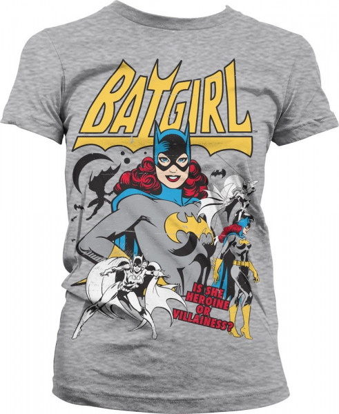 Batgirl Hero Or Villain Girly Tee Damen T-Shirt Heather-Grey