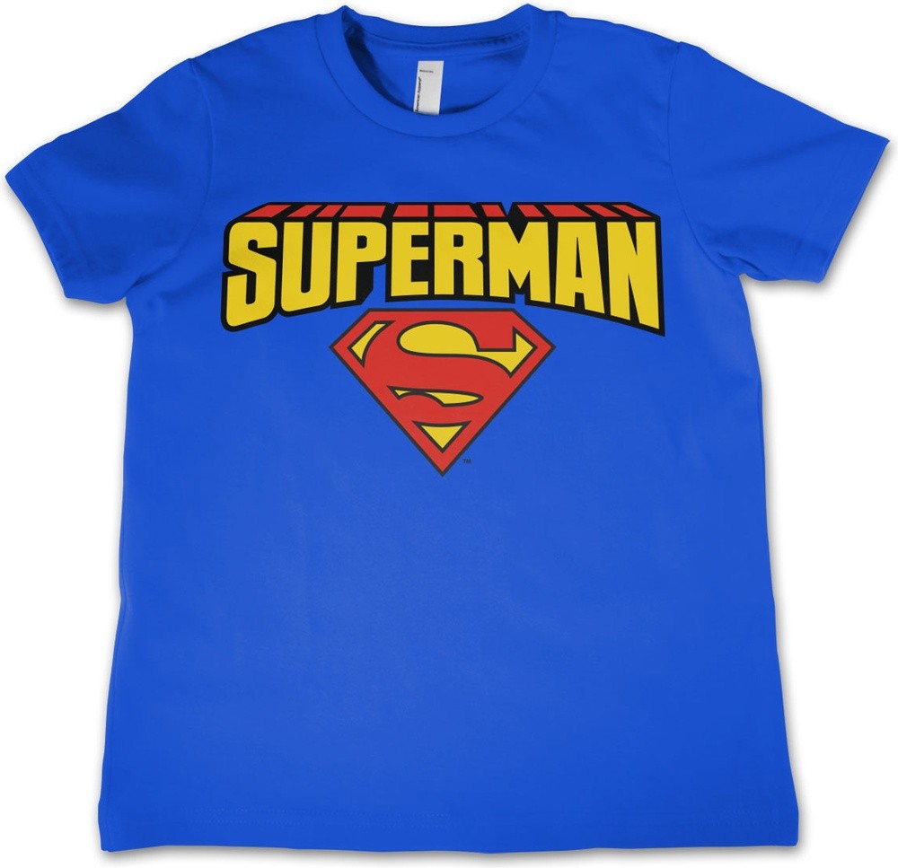 Superman Blockletter Logo Kids T-Shirt Kinder Blue | T-Shirts / Tops ...
