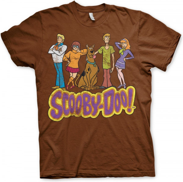 Team Scooby Doo Distressed T-Shirt Brown