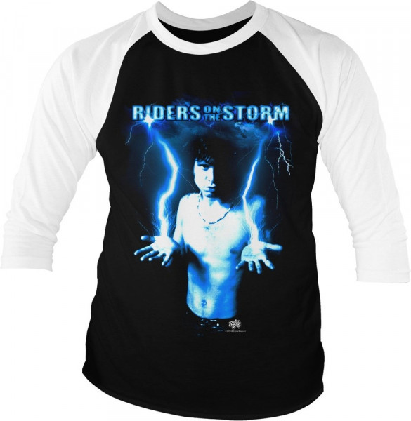 Jim Morrison Riders On The Storm Baseball 3/4 Sleeve Tee T-Shirt White-Black