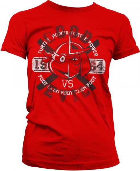 Teenage Mutant Ninja Turtles TMNT Good VS Evil Girly Tee Damen T-Shirt Red
