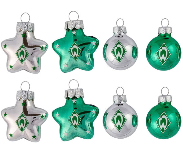 SV Werder Bremen Mini-Weihnachtskugeln (8er Set) Fußball Grün/Weiß