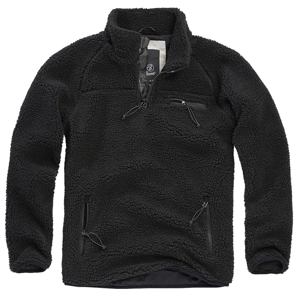 Brandit Jacke Teddyfleece Troyer in Schwarz - Herren / Unisex