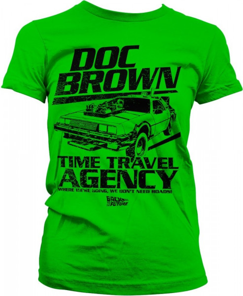 Back to the Future Doc Brown Time Travel Agency Girly Tee Damen T-Shirt Green