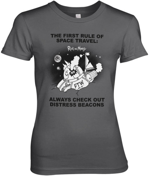 Rick And Morty Distressed Beacons Girly Tee Damen T-Shirt Dark-Grey
