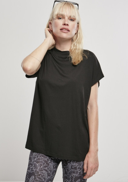 Urban Classics Damen T-Shirt Ladies Oversized Cut On Sleeve Viscose Tee Black